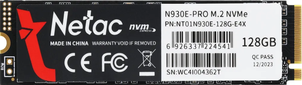 Накопитель SSD Netac 128Gb M.2 N930E Pro Series <NT01N930E-128G-E4X> Retail (PCI-E 3.1 x4, up to 970