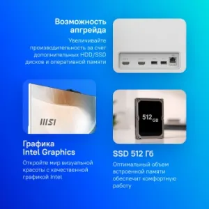  23.8 FHD MSI Modern AM242P 1M-1022XRU white (Core 5 120U/16Gb/512Gb SSD/VGA int/noOS/kb+m)
