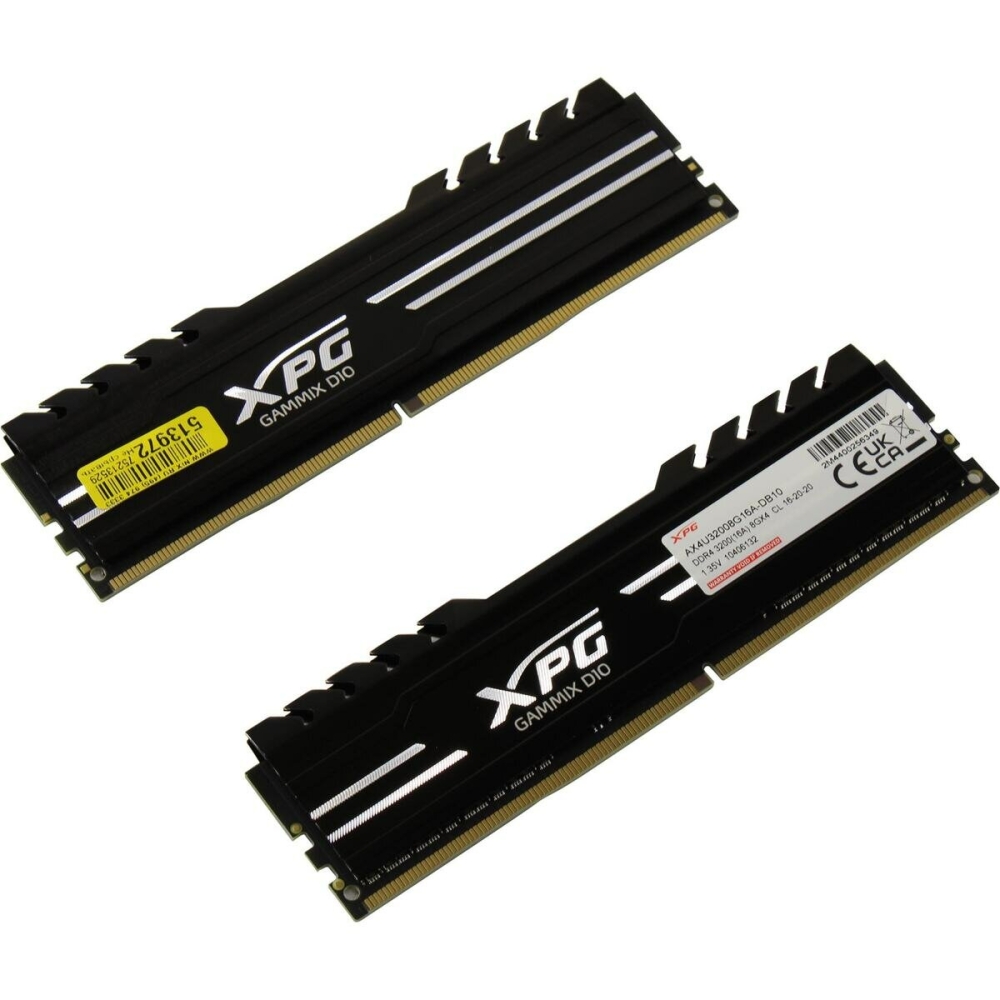  Adata 16GB DDR4 3200MHz XPG GAMMIX D10 Black Gaming Memory AX4U32008G16A-DB10 Non-ECC, CL16, 
