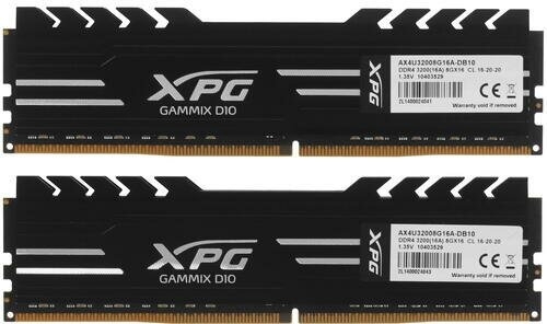  Adata 16GB DDR4 3200MHz XPG GAMMIX D10 Black Gaming Memory AX4U32008G16A-DB10 Non-ECC, CL16, 