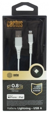  Cactus CS-LG.USB.A-0.8 USB (m)-Lightning (m) 0.8  