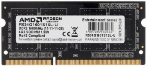   4GB AMD Radeon DDR3L 1600 SO DIMM R5 Entertainment Series Black R534G1601S1SL-U Non-E