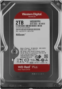   WD SATA-III 2TB WD20EFPX NAS Red Plus (5400rpm) 64Mb 3.5