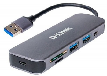 Концентратор D-Link DUB-1325/A2A с 2 портами USB 3.0, 1 портом USB Type-C, слотами для карт SD и mic