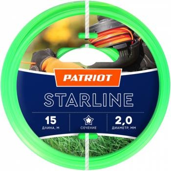 Леска для триммеров PATRIOT Starline D 2,0мм L 15м звезда, зеленая 200-15-3 Арт.805201056