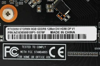  Palit PA-RTX3050 STORMX 8GB RTX 3050 8Gb 128bit GDDR6 1042/14000 DVIx1 HDMIx1 DPx1 HDCP R