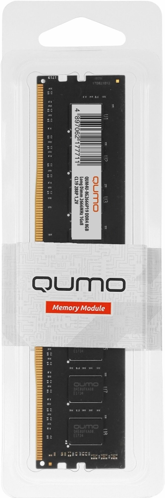   QUMO DIMM DDR-4  8GB 2666 MHz PC- 21300 1*8 CL19 1,2V  288P (QUM4U-8G2666P19)