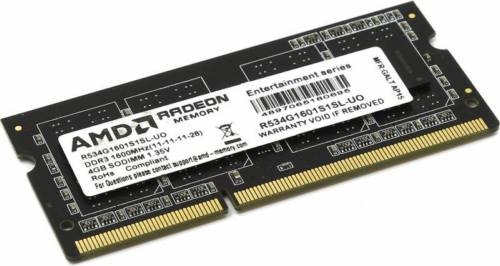   AMD DDR3 4Gb 1600MHz R534G1601S1SL-UO OEM PC3-12800 CL11 SO-DIMM 204-pin 1.35