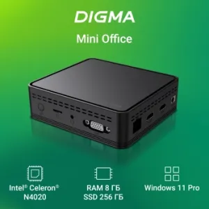  Digma Mini Office Cel N4020 (1.1) 8Gb SSD256Gb UHDG 600 CR Windows 11 Professional GbitEth Wi