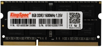   Kingspec 8Gb DDR3L 1600MHz SO-DIMM  KS1600D3N13508G RTL PC3-12800 CL11 204-pin 1.