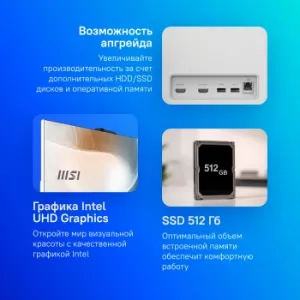  23.8 FHD MSI Modern AM242P 1M-1020XRU white (Core 7 150U/16Gb/512Gb SSD/VGA int/noOS/kb+m)