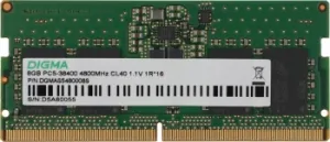  DDR5 8GB 4800MHz Digma DGMAS5480008S RTL PC5-38400 CL40 SO-DIMM 262-pin 1.1 single rank Ret