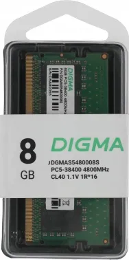  DDR5 8GB 4800MHz Digma DGMAS5480008S RTL PC5-38400 CL40 SO-DIMM 262-pin 1.1 single rank Ret