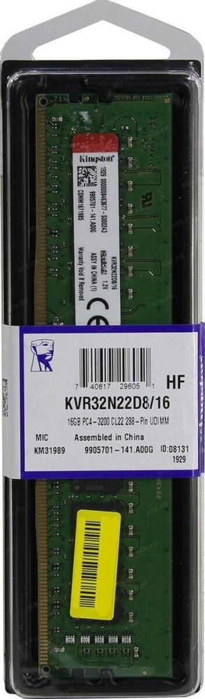   Kingston 16GB DDR4 3200MHz DIMM KVR32N22D8/16 PC4-25600, CL22